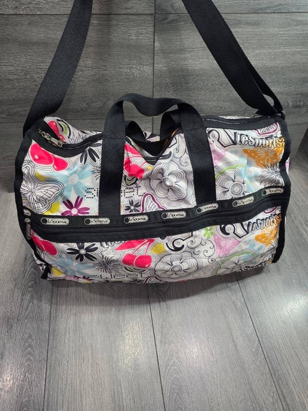 LeSportsac Large Weekender Duffle Bag Floral Butterfly‎ Print B000767
